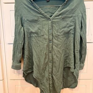 Elegant Sage Button-Down Shirt